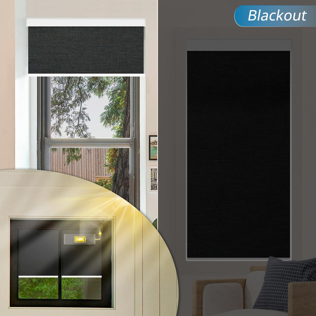 Motorized Blinds with Remote Control, Custom Blackout Smart Blinds [with Cover], Electric Blinds with Complimentary