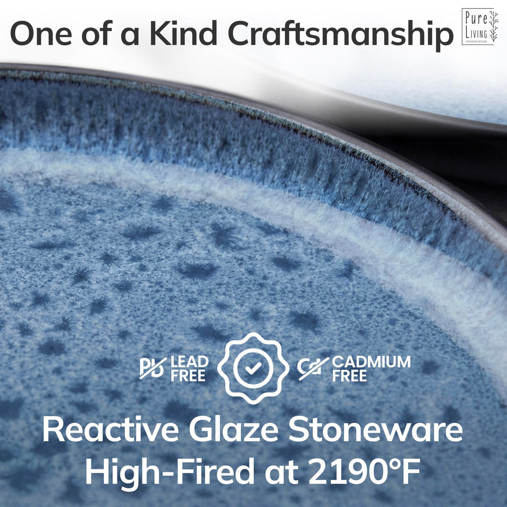 32 Piece Stoneware Dinnerware Set for 8, Handcrafted Plates and Bowls Set