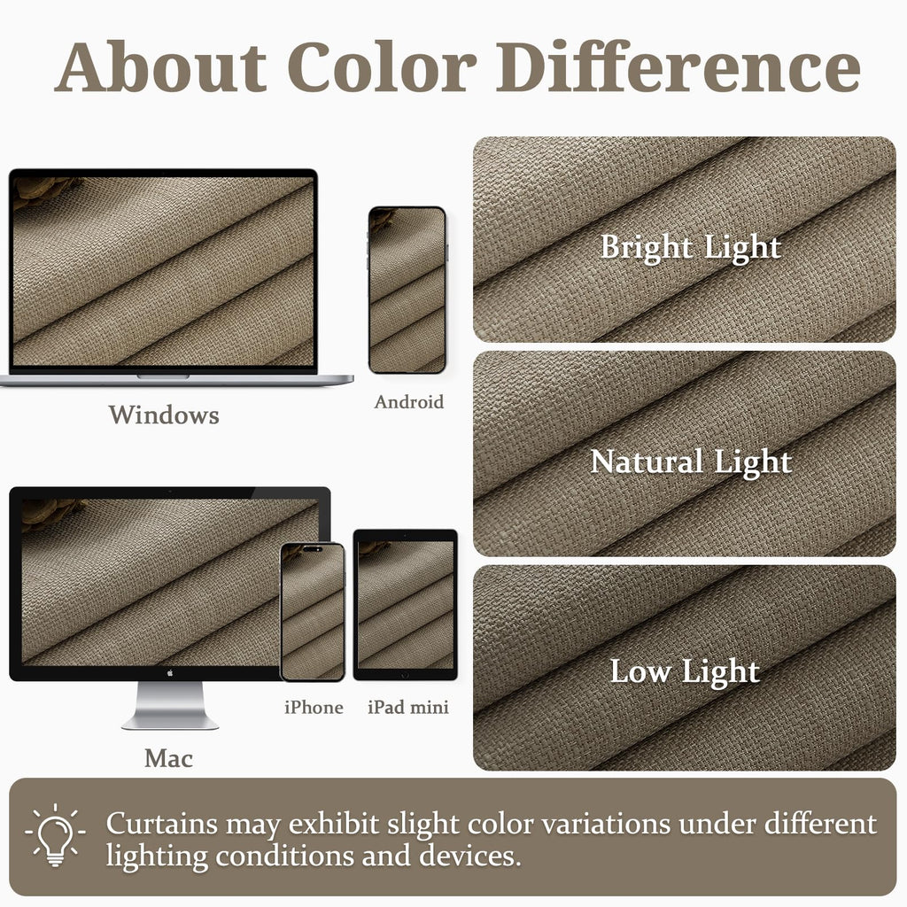 Taupe Pleated Linen Blackout Sliding Doors Curtains 4 Panels Set 84 Inches Long, Memory Trained Pinch Pleat Insulated