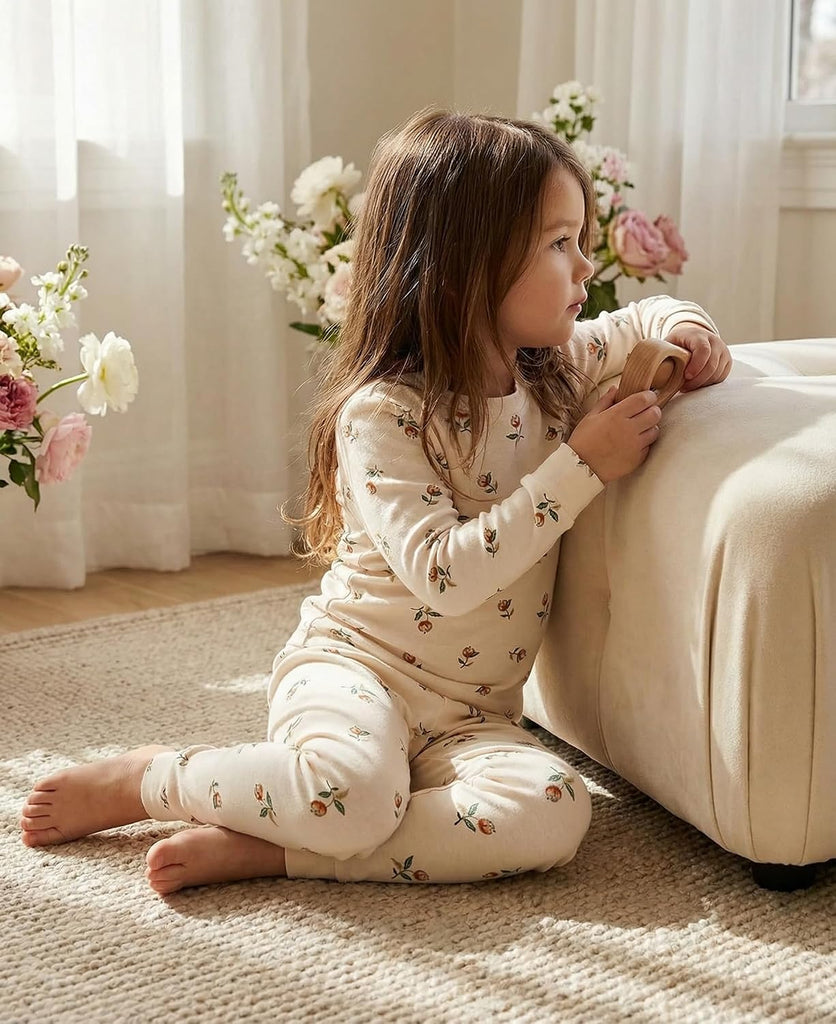 6M- Baby Toddler Girls Floral Modal Cotton Long Sleeve Pajamas