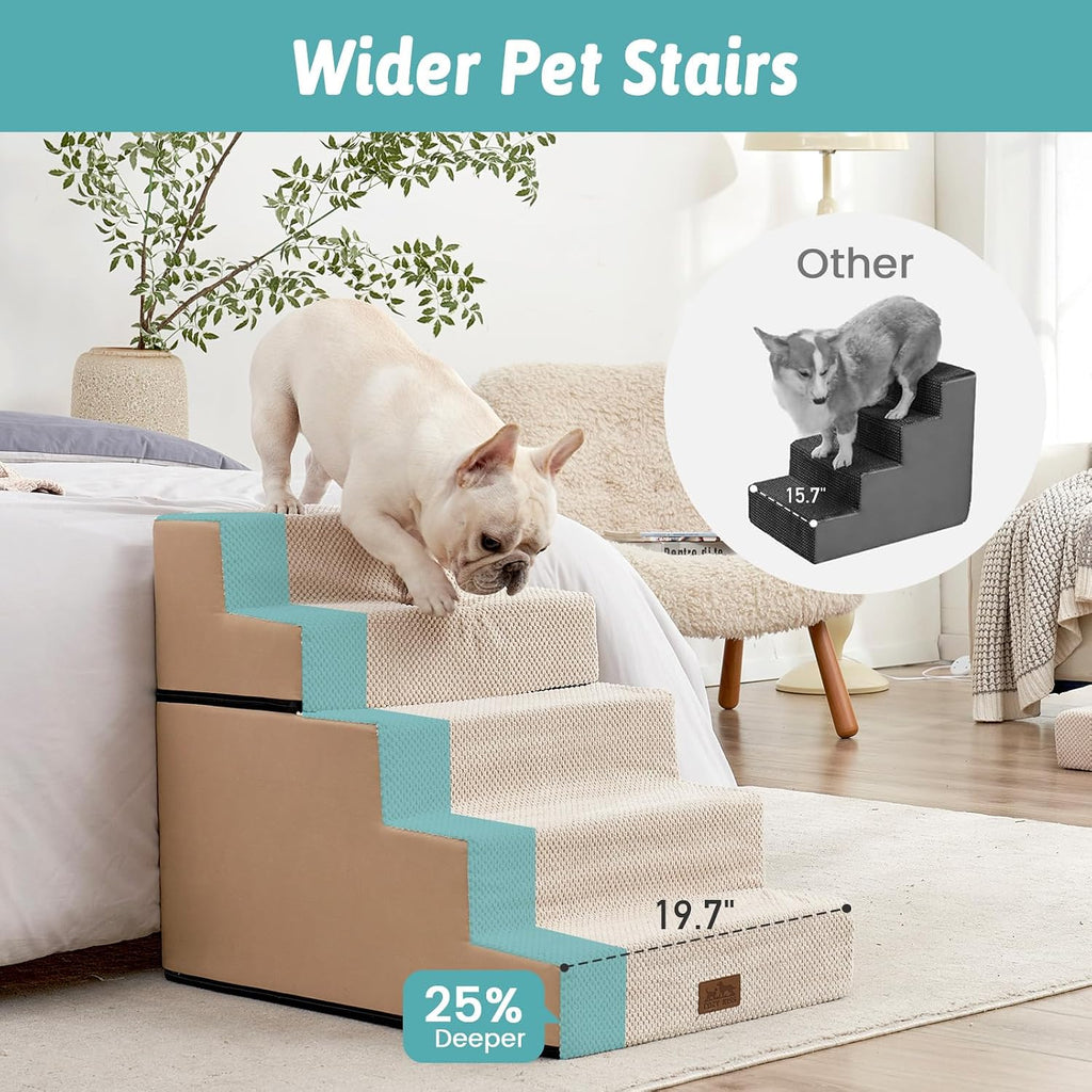 Dog Stairs for Small Dogs, 5 Step Pet Stairs for Beds & Couches