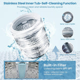 Portable Washing Machine 20Lbs Portable Washer Machine with 10 Programs 8 Water Levels, 2.8 Cu.ft Washer and Dryer