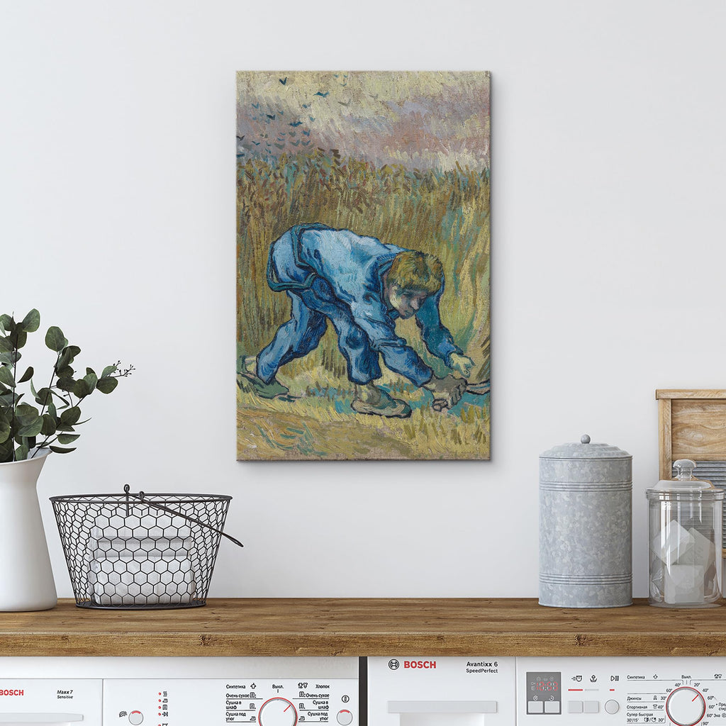 Canvas Print Wall Art Farm Reaper with Sickle by Vincent Van Gogh Classic Historic Illustrations Fine Art Decorative
