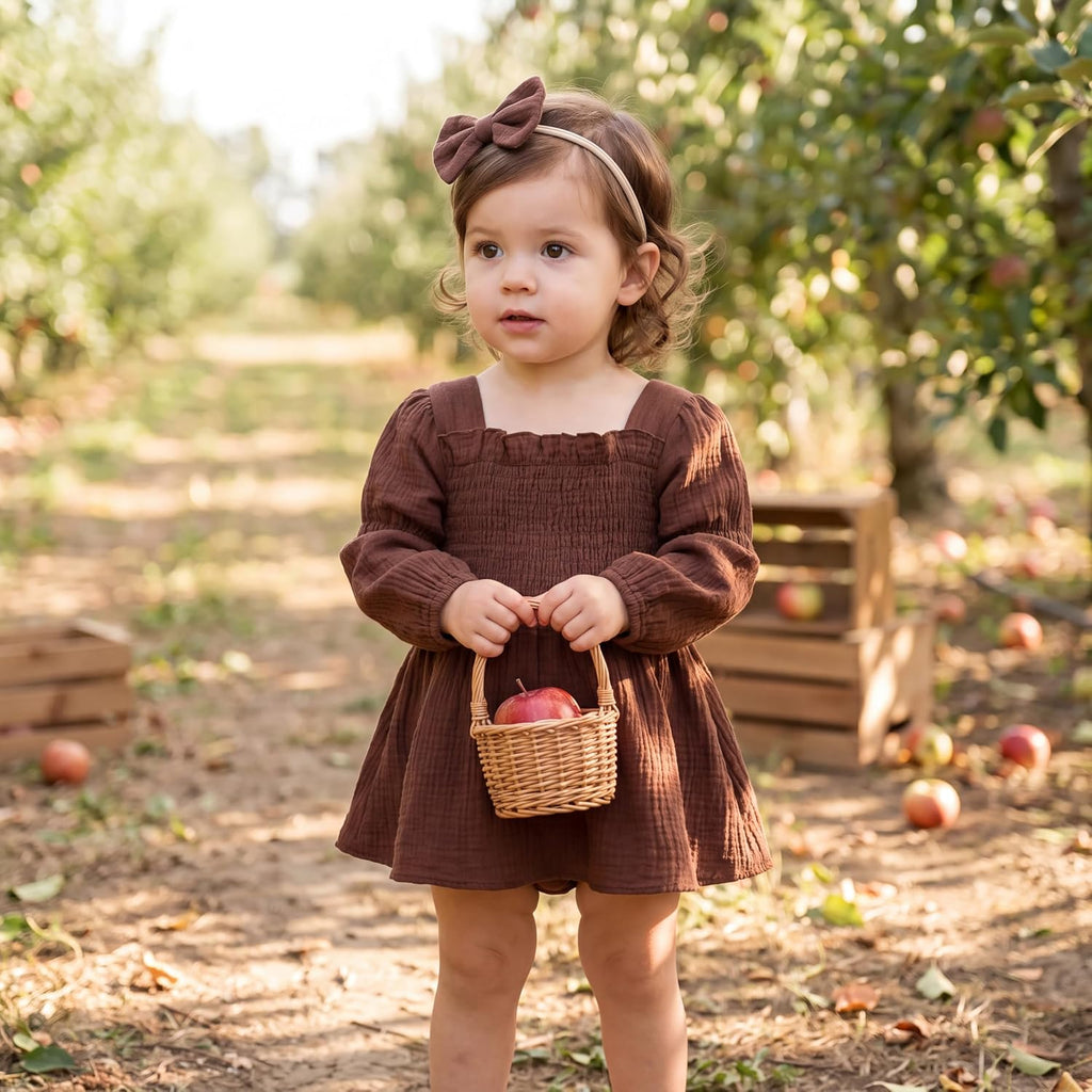 Baby Girl Clothes Long Sleeve Romper Dress Fall Outfit with Headband
