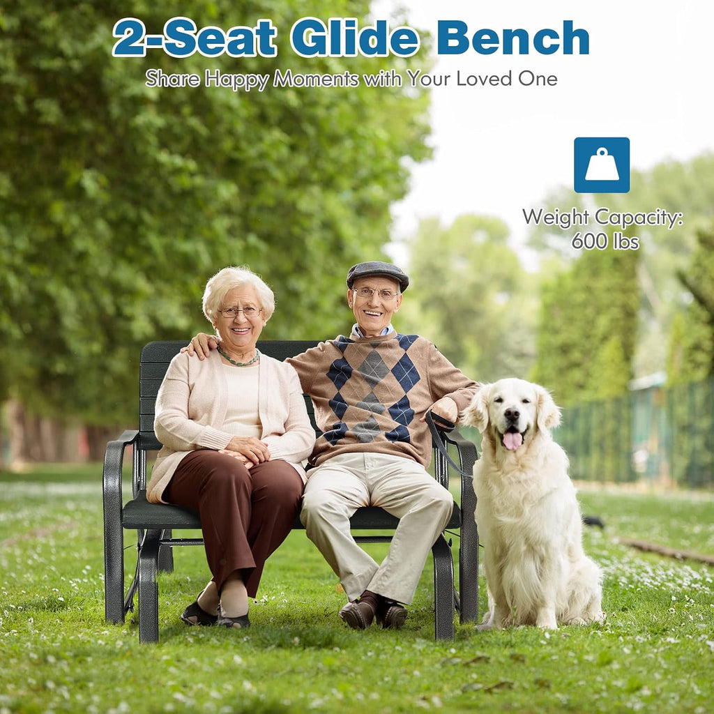 Outdoor Gliders for Outside Patio - Porch Glider w/Steel Frame, Weather Resistance HDPE Back & Seat, 600Lbs Capacity