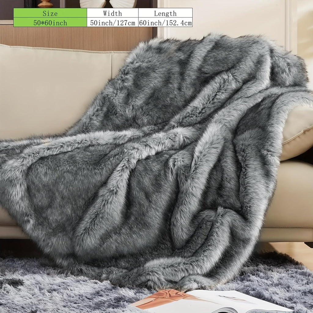 1000GSM Faux Fur Throw Blanket, Super Heavy Thick Warm Cozy Blankets for Couch Bed Sofa, Plush Fuzzy Elegant Soft