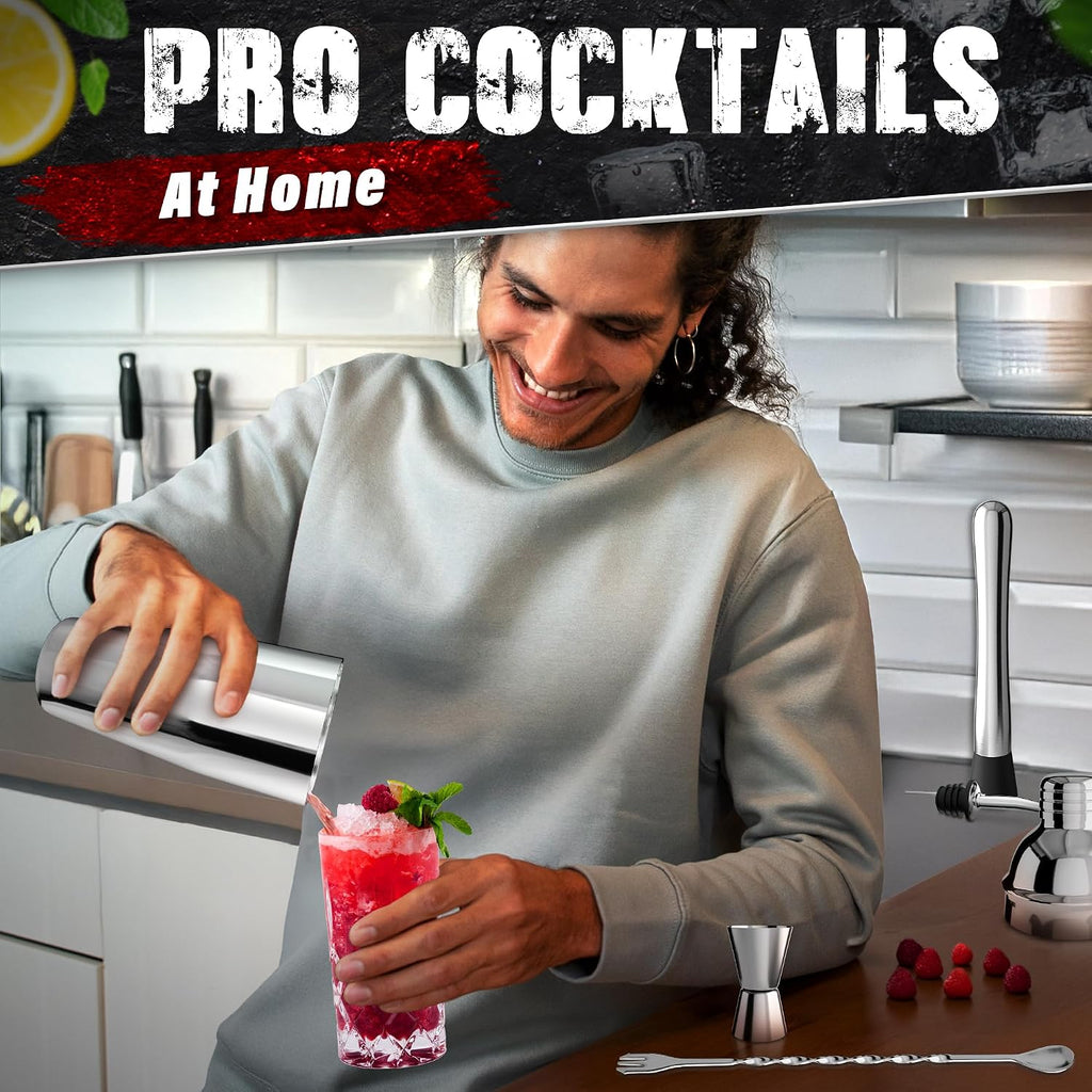 10-Piece Stainless Steel Bar Tools & Cocktail Shaker Set with Stand