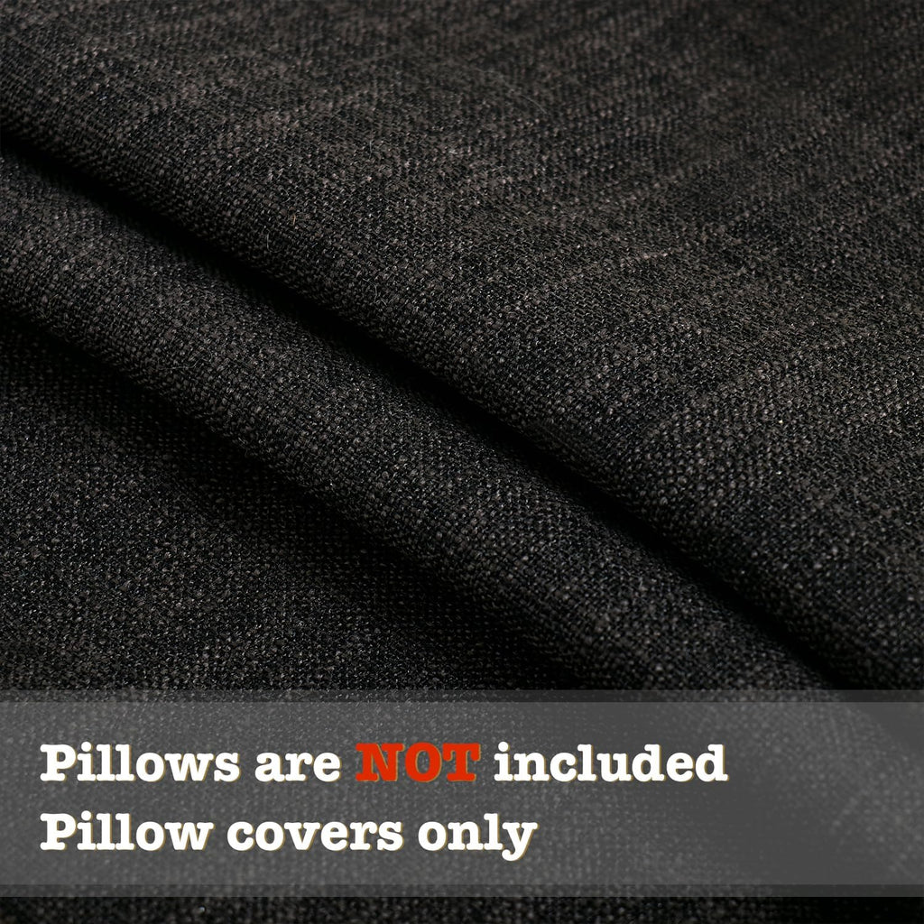 Boho Pillow Covers 16x16 Faux Linen Couch Pillow Covers with Fringe Farmhouse Rustic Decorative Pillows Case Black