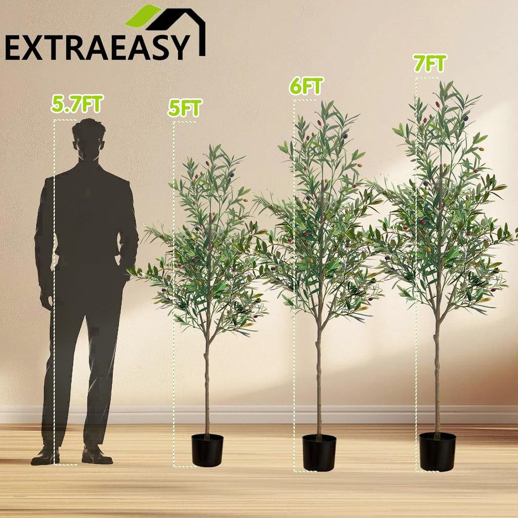6ft Artificial Olive Tree Indoor, Realistic Fake Olive Tree with Lifelike Fruits, Faux Tall Plant Cafe Hotel