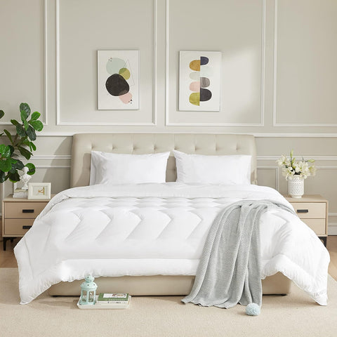 Duvet Insert Cotton Comforter King White Down Alternative Fill Duvet Insert 100% Cotton Shell Quilte