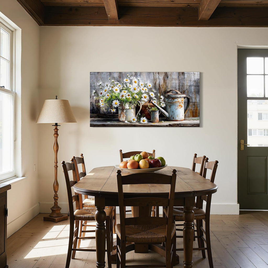 Daisy Wildflower Wall Art, Rustic Still Life Art Prints 20"x40"
