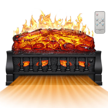 21 Inches Electric Fireplace Insert Log Heater Set, Freestanding Heater with Adjustable Flame Brightness and Flicker