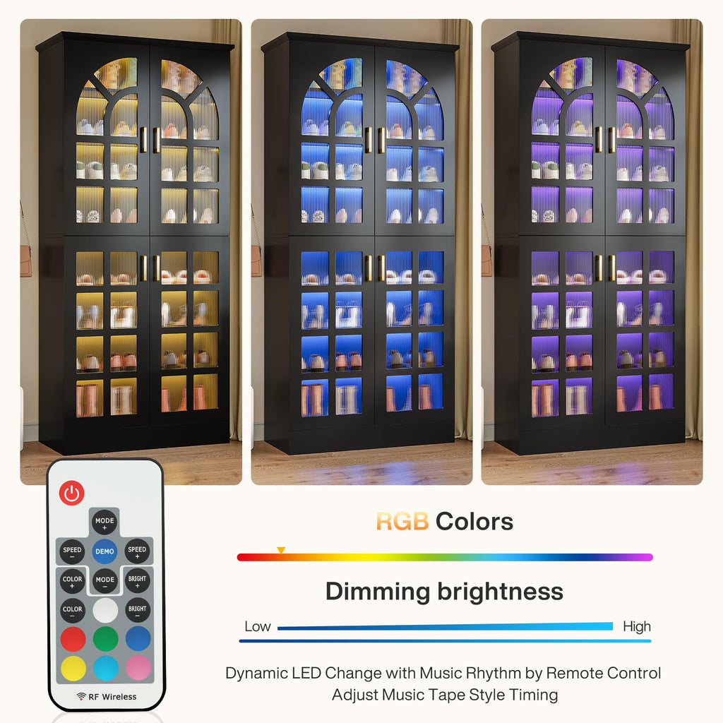 Tall Shoe Cabinet with Doors & Led Light, 8-Tier, Modern
