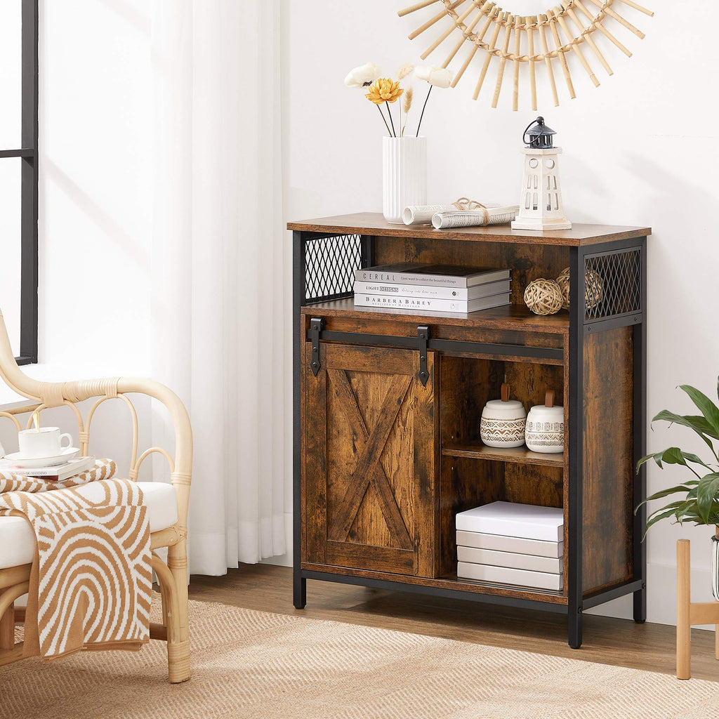 Buffet Cabinet, Coffee Bar with 1 Sliding Barn Door