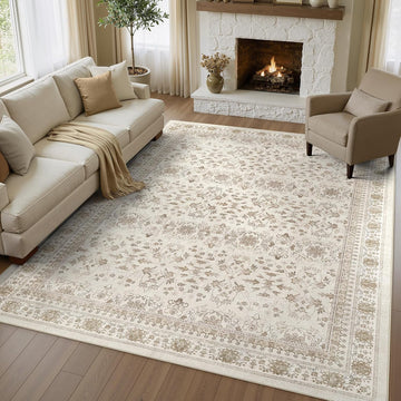 Area Rugs Washable Vintage Rug Beige/Brown