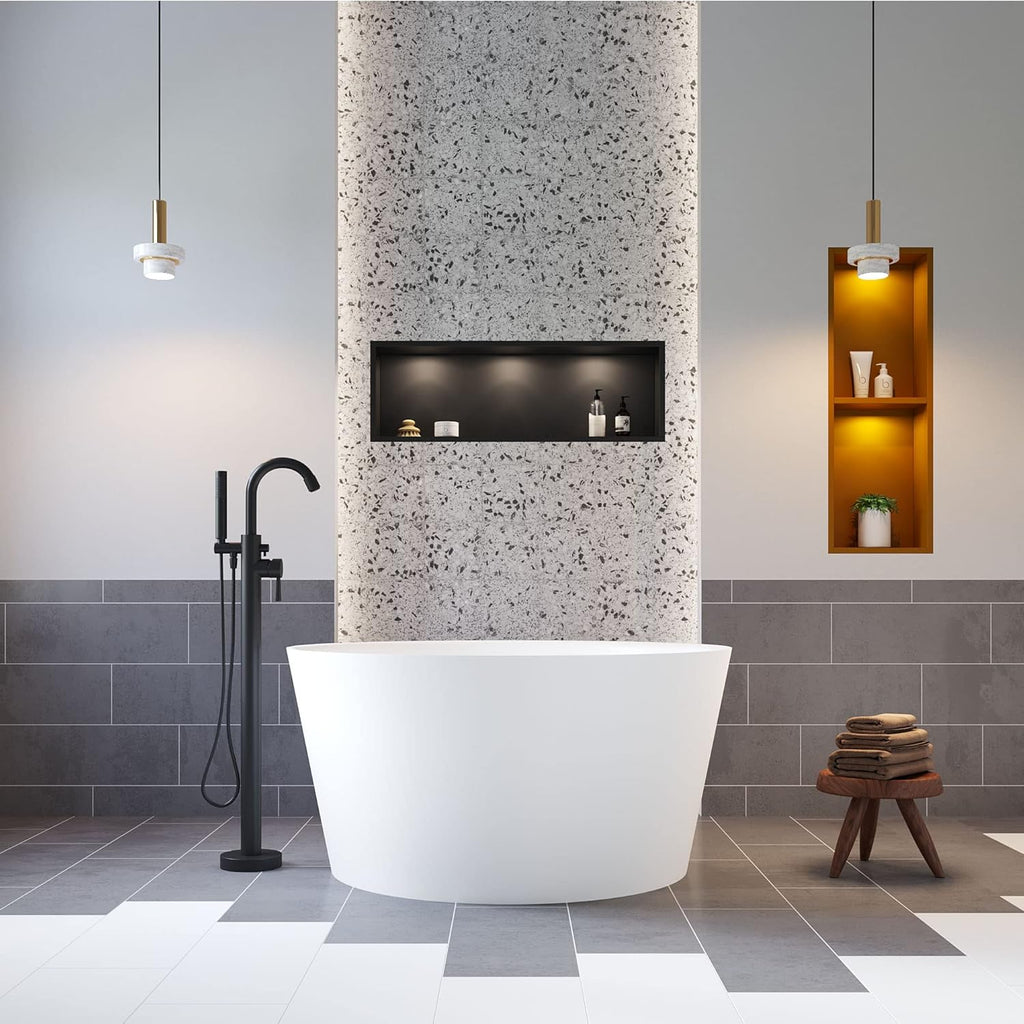 Dowell 078 48" Round Luxury Stone Resin Solid Surface Freestanding Bathtub White Modern-Roud 48"