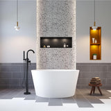 Dowell 078 48" Round Luxury Stone Resin Solid Surface Freestanding Bathtub White Modern-Roud 48"