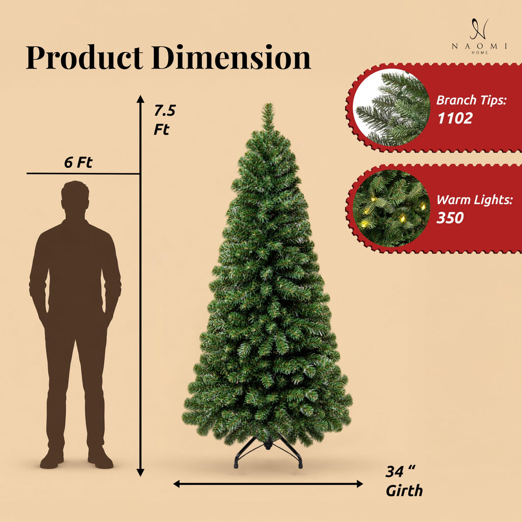 Vienna 7.5ft Pre-Lit Slim Pencil Christmas Tree