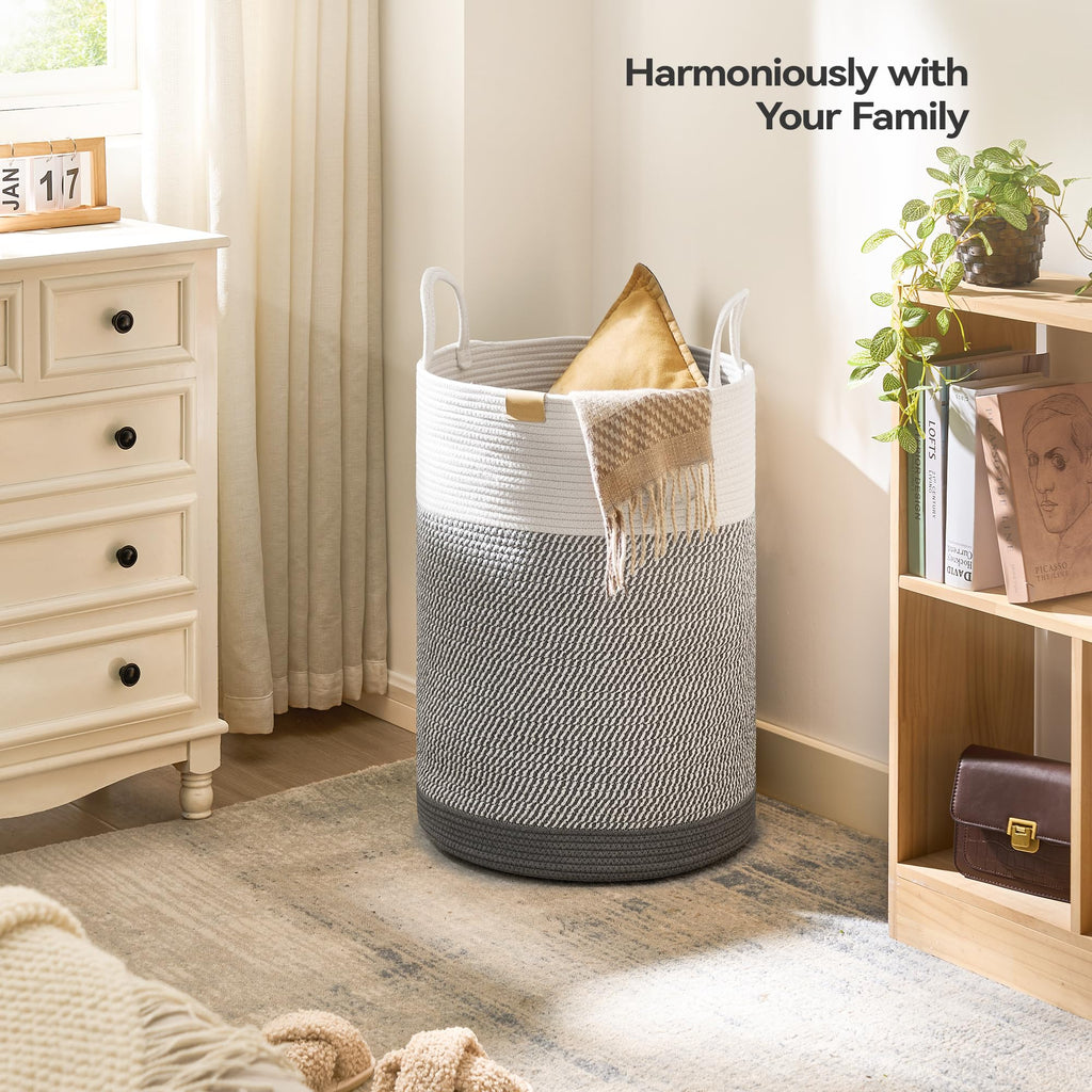 Laundry Hamper 75L,Large Laundry Basket for Clothes,Decorative Storage Basket for Blankets,Cotton Rope Woven basket