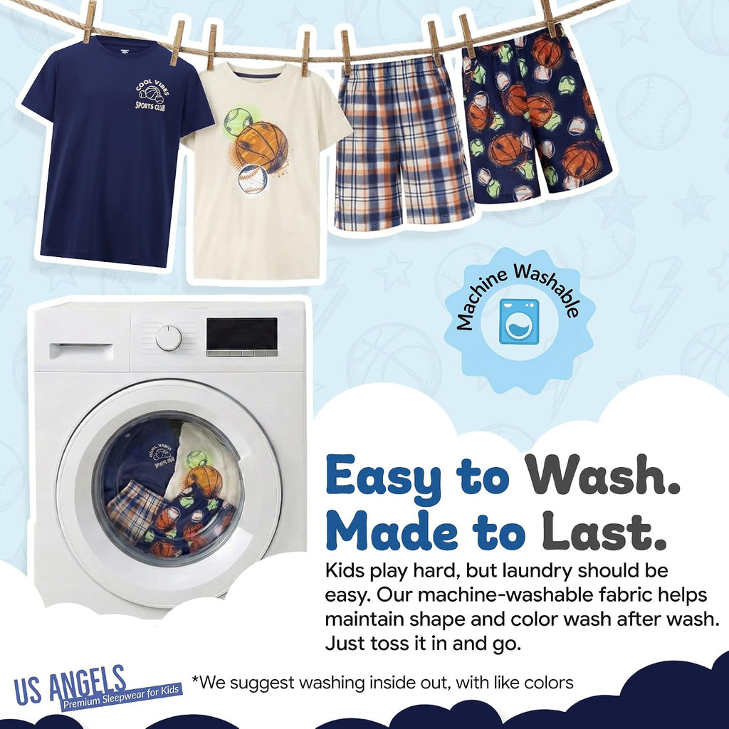 Pajamas Set for Boys, Piece Set, Short Sleeve Shirt with Pajama Shorts