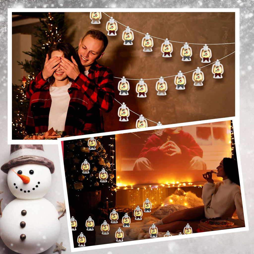 24 Pcs Christmas Snowman Lantern, Table Centerpieces, 4 Inch, White
