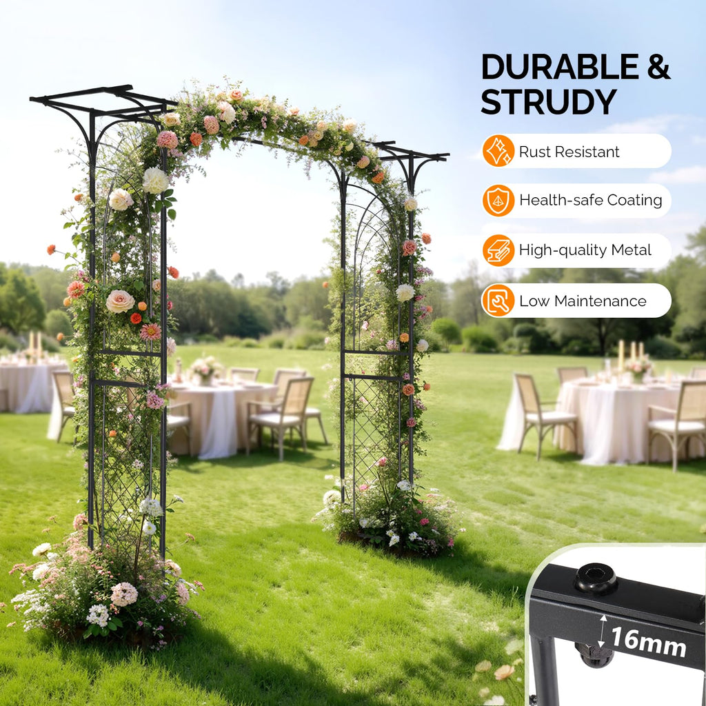 Garden Arbor, Arch for Wedding Ceremony Party, Christmas Garden Decor Steel Garden Trellis for Plant Climbing, Arch