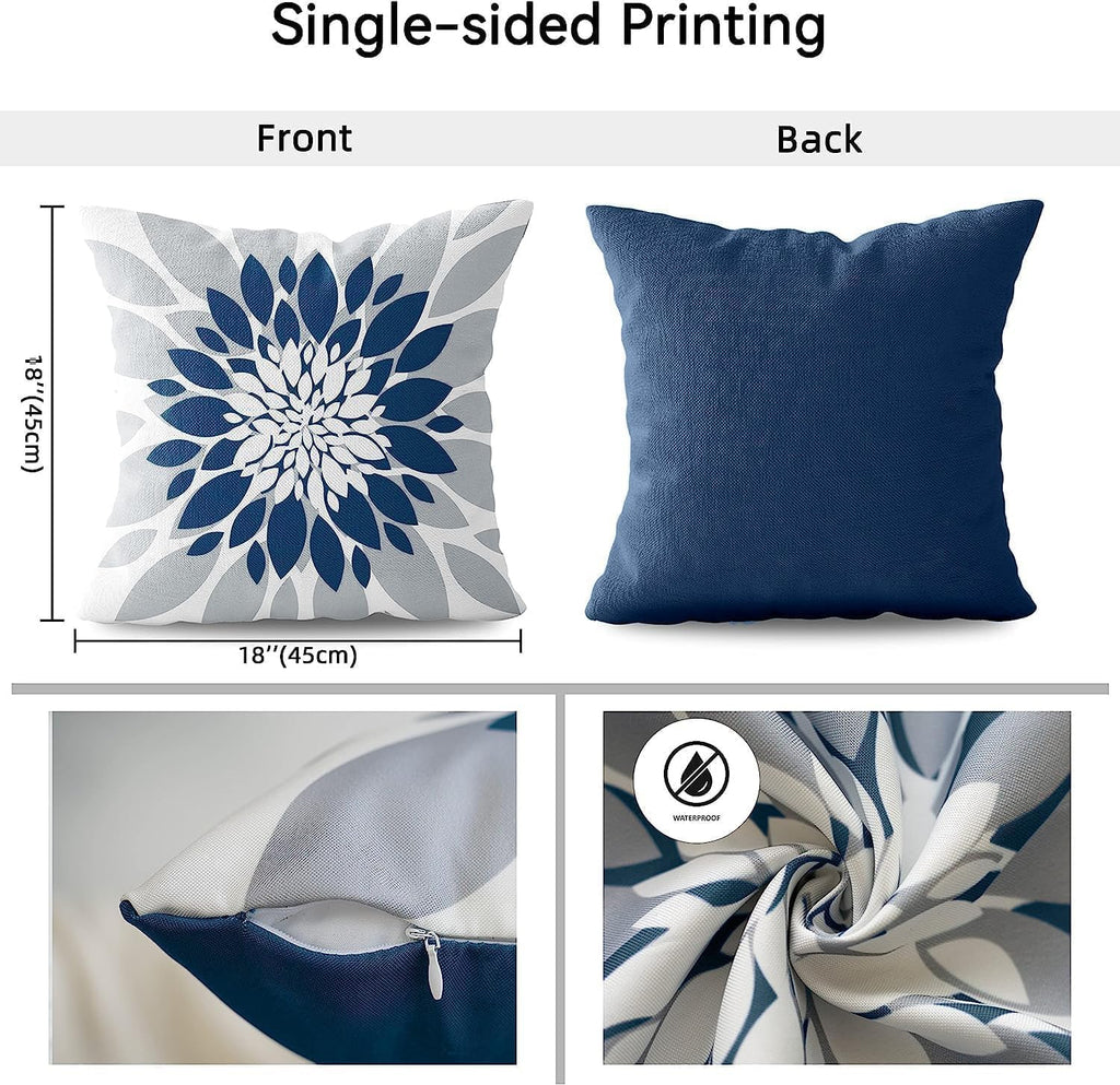 Pack of 4 Outdoor Waterproof Pillow Covers 18x18 Decorative Outdoor Throw Pillows Garden Square Cases, Couch, Tent