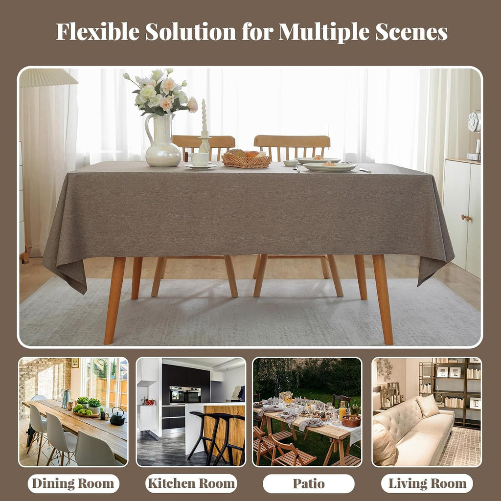 Table Cloth Rectangle Linen Waterproof Textured Coffee Tablecloth, Washable Wrinkle Free Spill Proof Fabric