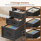 Farmhouse 70.9" Executive Desk, Home Office Desk with File Drawers and Storage Cabinet