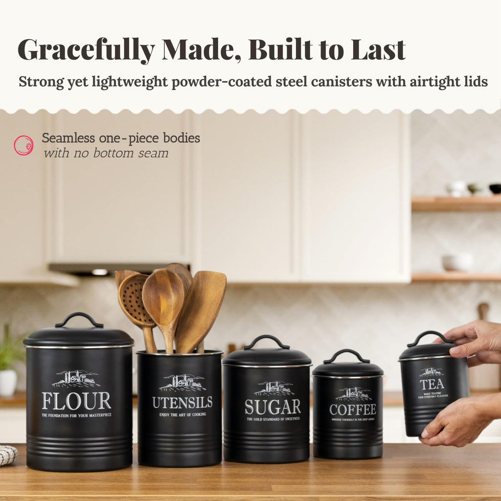 5-Piece Farmhouse Kitchen Canister Sets Counter