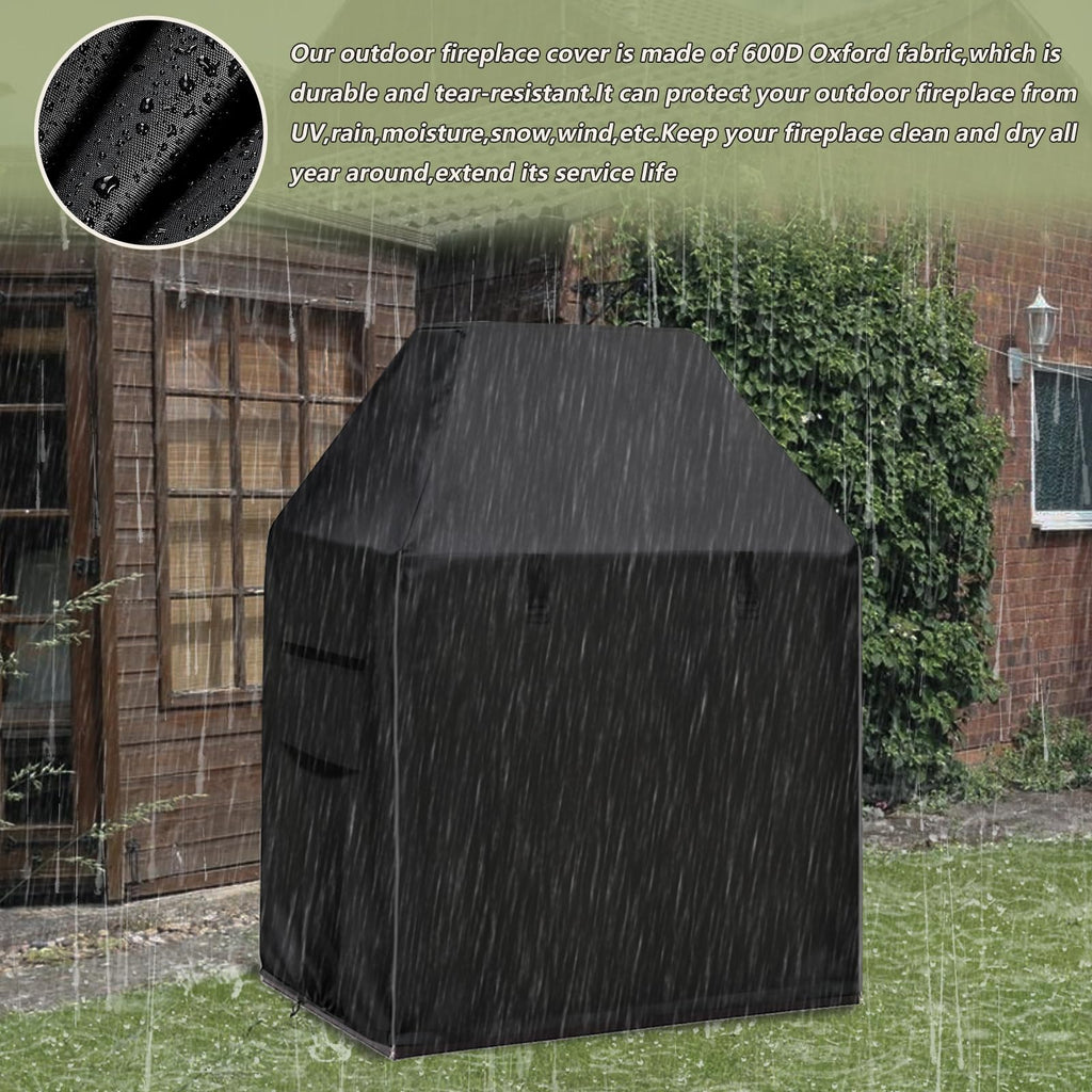 Outdoor Fireplace Cover, 42"W x 24"D x 48"H, Black