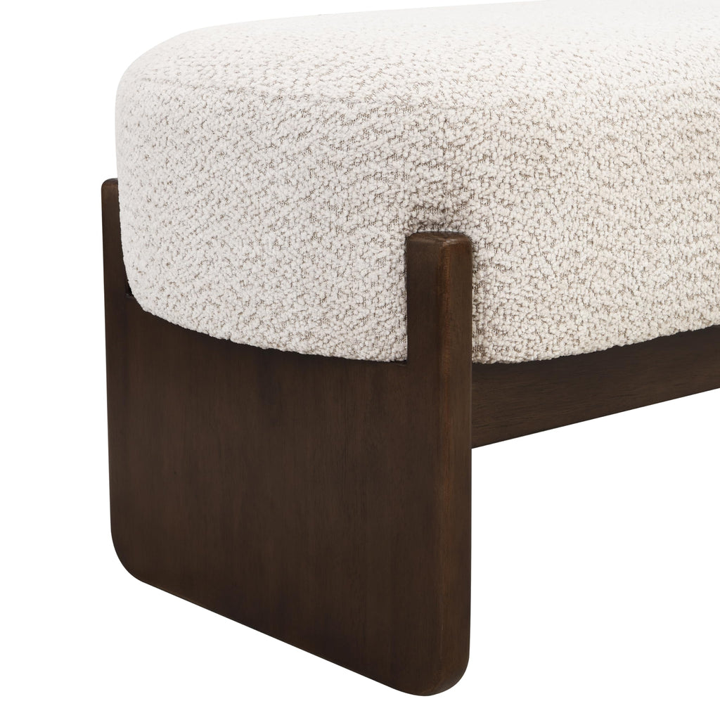 Arden Minimalist Loop Yarn Fabric Dining Bench, Wooden Entryway Ottoman Bench, Modern Living Room Sofa Ottoman