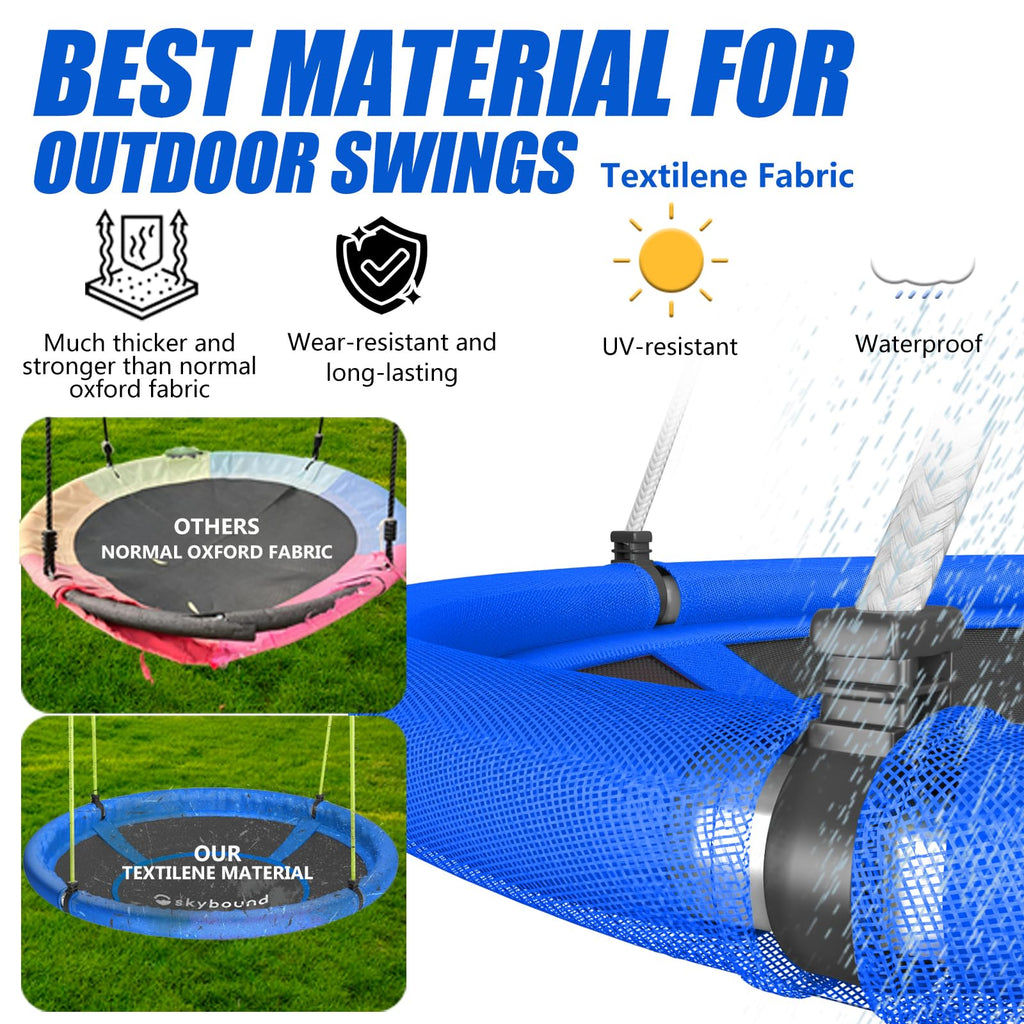 43" Tree Swing Saucer Swing with Tree Straps Durable Textilene Fabric