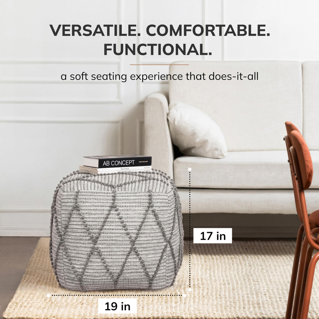 17" H x 19" W Handmade Pouf Ottoman & Couch