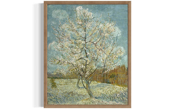 The pink peach tree by Van Gogh Wood Framed Wall Art Print Poster, Vintage Landscape Painting Wall Art, Bathroom