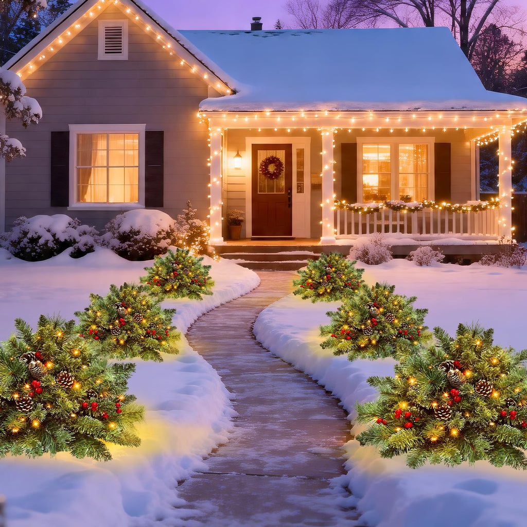 2 Pack 23" Pre-Lit Christmas Tree Urn Fillers for Outdoor Planters