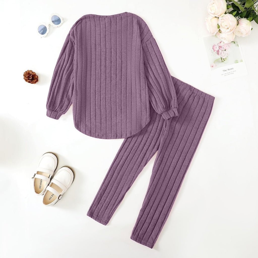 Toddler Girl Clothes 2 Piece Fall Outfit Ribbed Top & Leggings Set