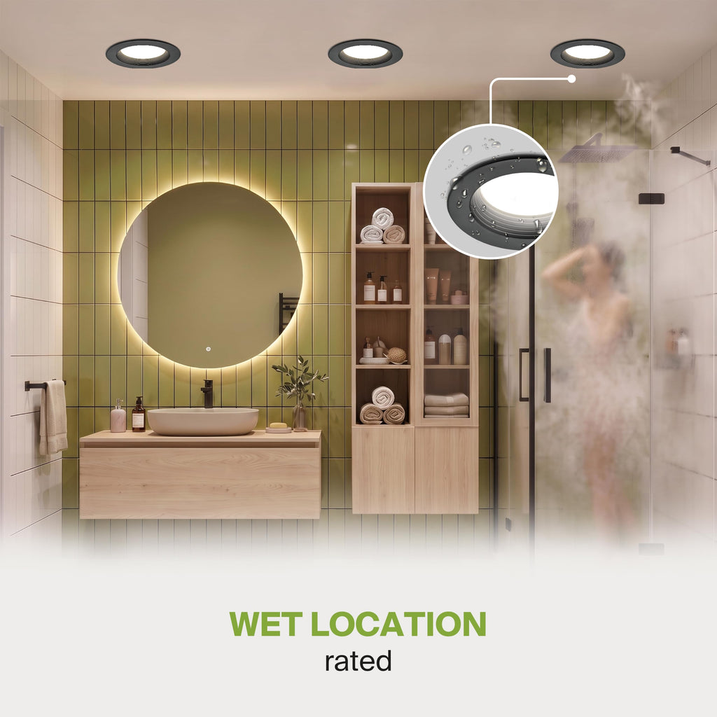 12 Pack Black Retrofit LED Recessed Lighting 6 Inch, 5CCT Wafer Lights