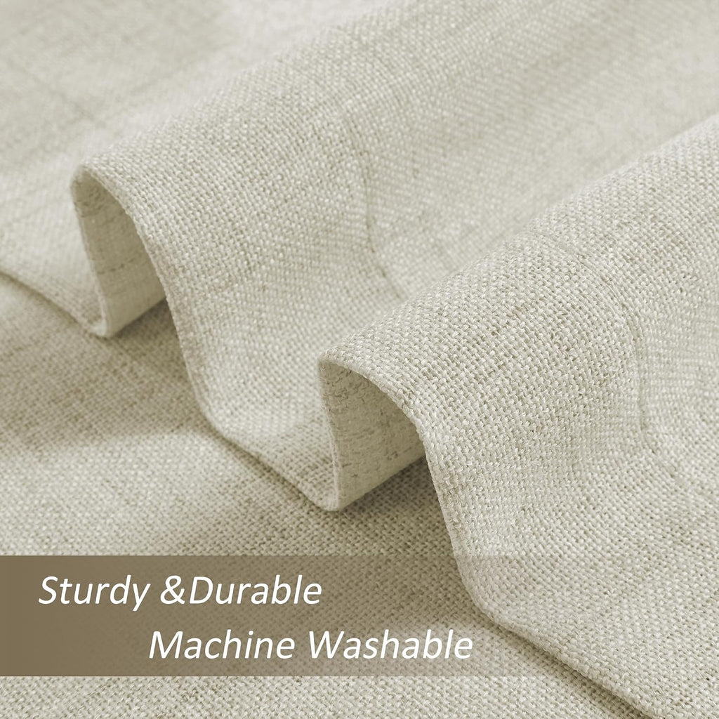 Faux Linen Pinch Pleated Curtain, Extra Long Pinch Pleat Semi Sheer Drapes with Hooks for Traverse Rod, Light