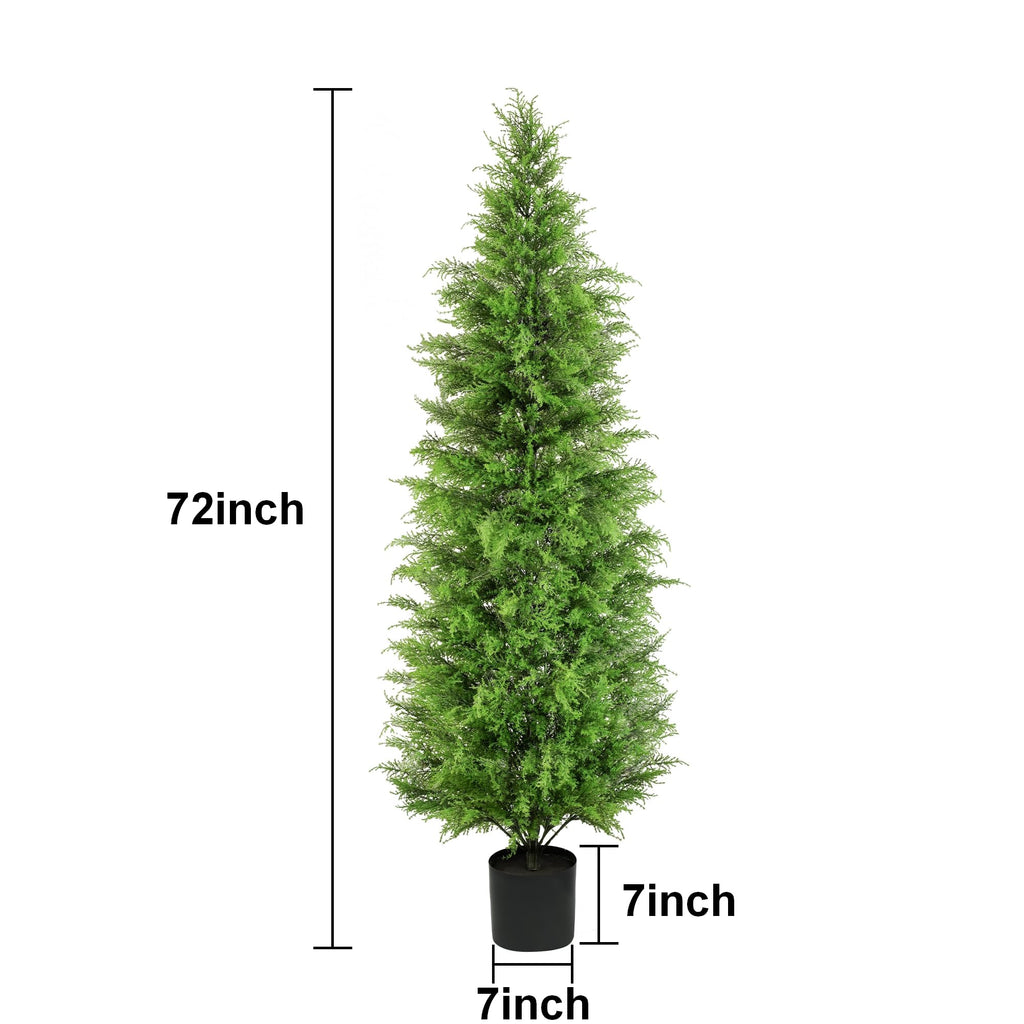 Artificial Cedar Trees for Outdoor, 6FT Artificial Topiary Trees Decor UV Rated Fake Shrubs for Front Porch Indoor and