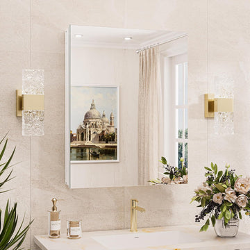 20x26 Medicine Cabinet Mirror with Storage Tempered, Aluminum Surface Mount or Recessed Medicine Cabinet White with