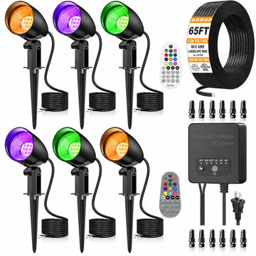 Low Voltage Landscape Lighting Kit, 20W Outdoor Spotlight 6Pack