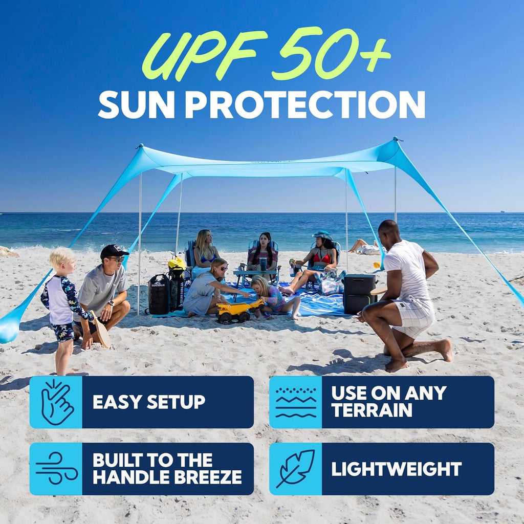 Beach Tent Sun Shelter UPF50+ - Easy Pop Up Beach Canopy - Outdoor Shade Trips, Fishing, Backyard Fun Picnics