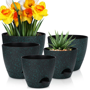 10/9/8/7.5/7 inch Self Watering Plant Pots for Indoor Plants