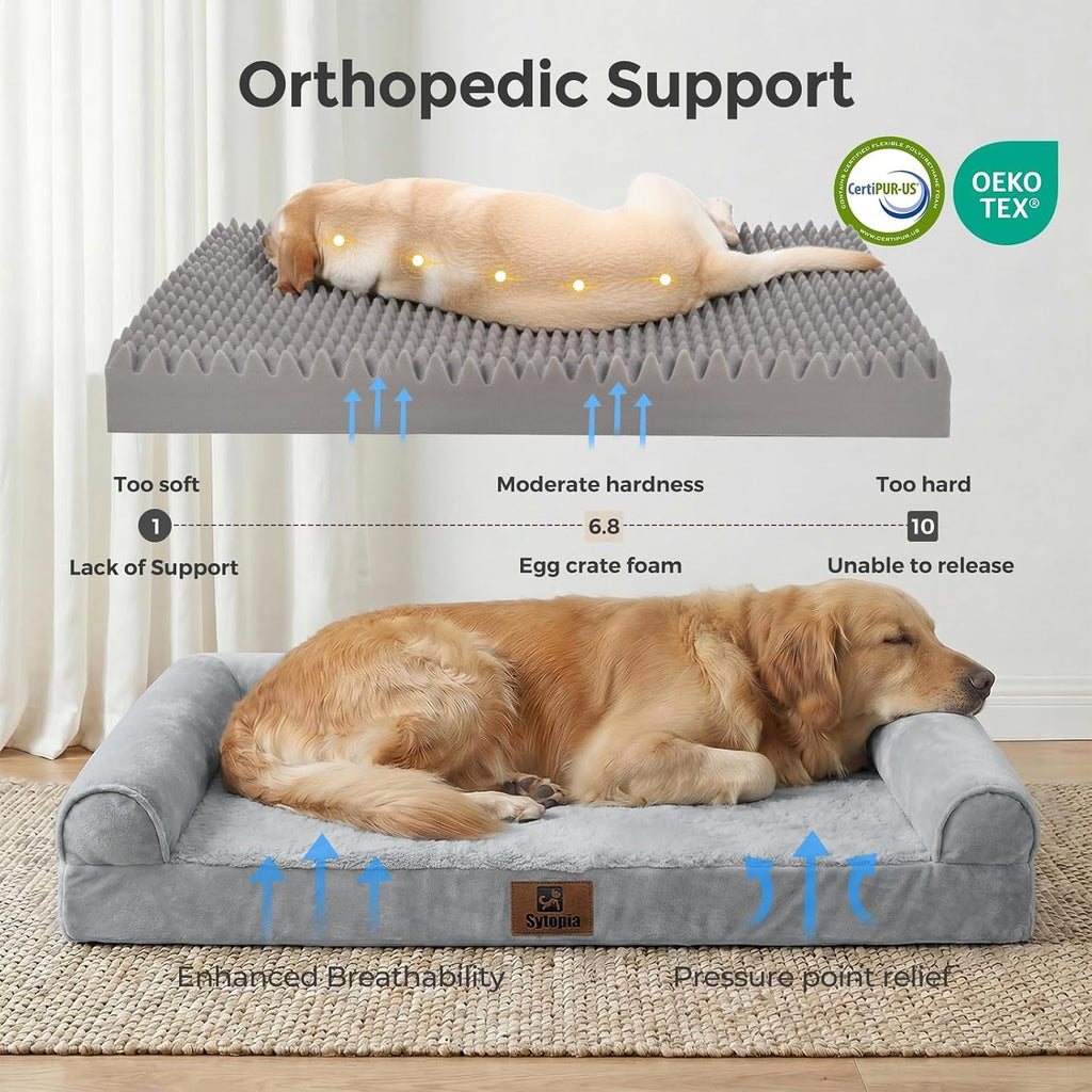 Indestructible Dog Beds for Large Dogs Orthopedic, 42 Inch Chew Proof Pet Beds Extra Large, Washable Removable Cover