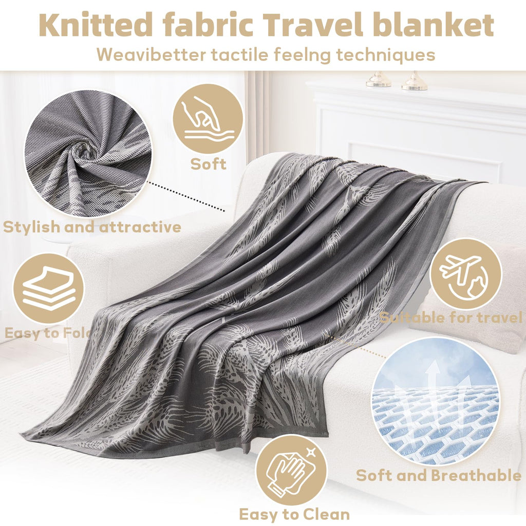 Travel Blanket Airplane - Ultra Soft & Lightweight Knit Design