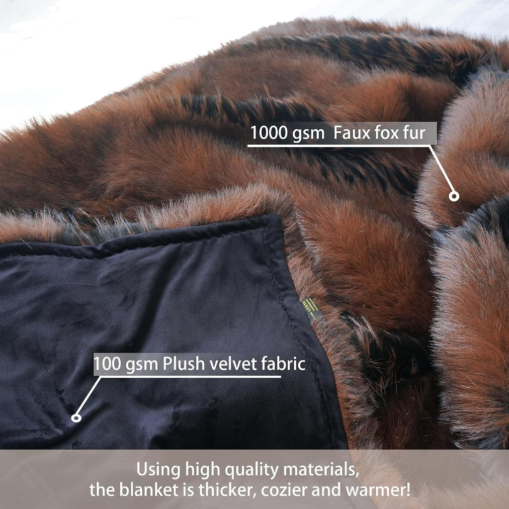 Fox Faux Fur Blanket Luxury Fur Throw Blanket Sofa Fluffy Blanket Super Warm Elegant Cozy Fuzzy Throw Blankets for