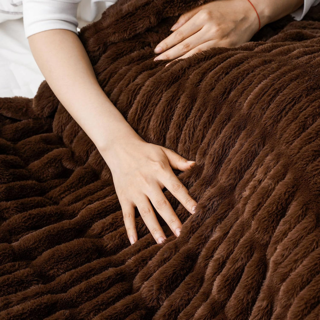 Luxury Faux Fur Throw Blanket for Couch, 60"x80", Double Side