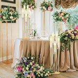 8 Pcs Acrylic Candelabra Centerpieces 35" Tall Clear Candle Holders Pillar Taper Candlestick with Lampshades 5 Arm