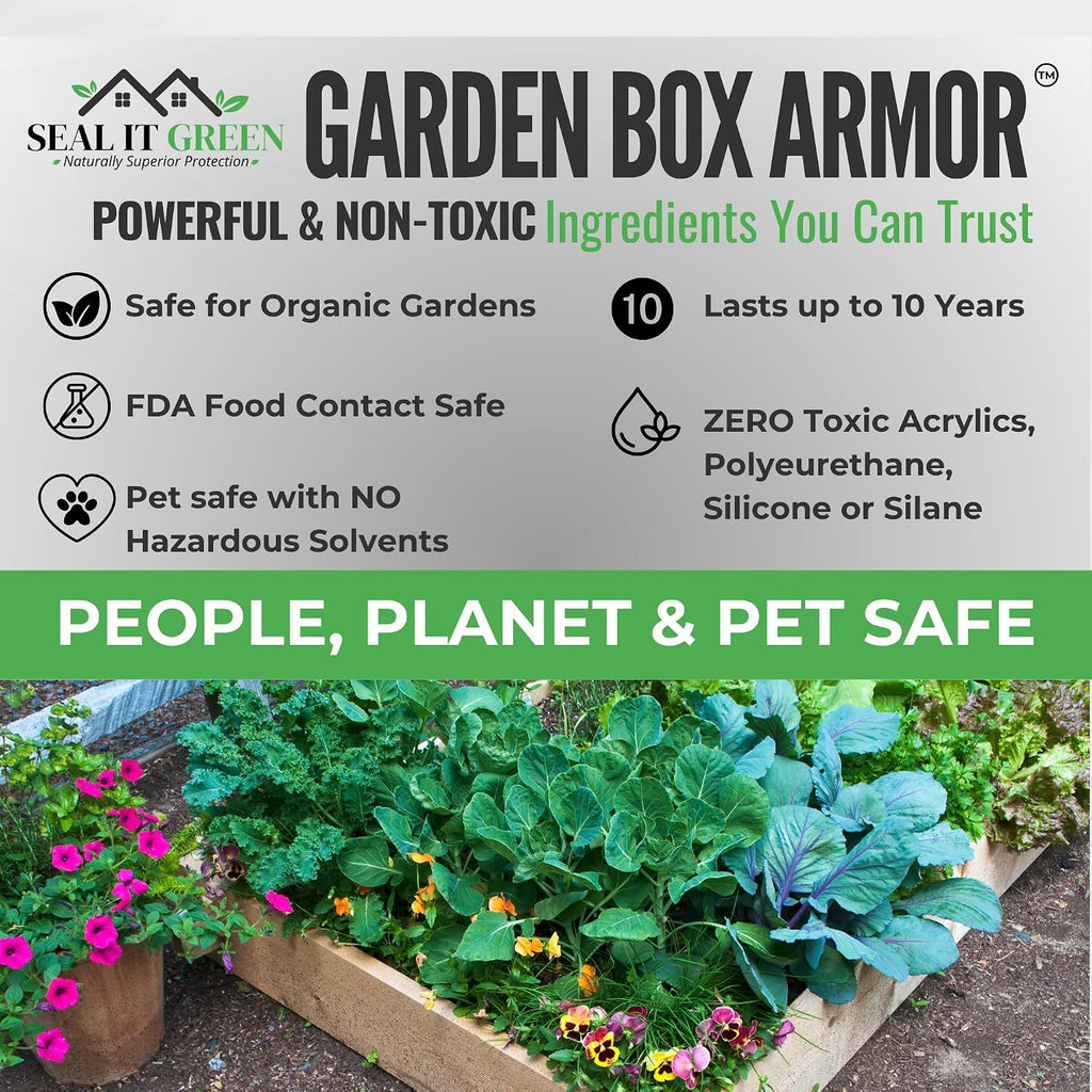 Box Sealer | FDA Food Contact Safe Plant-Based Wood Sealant for Raised Bed, Planter & Pet House. Protects All Wood